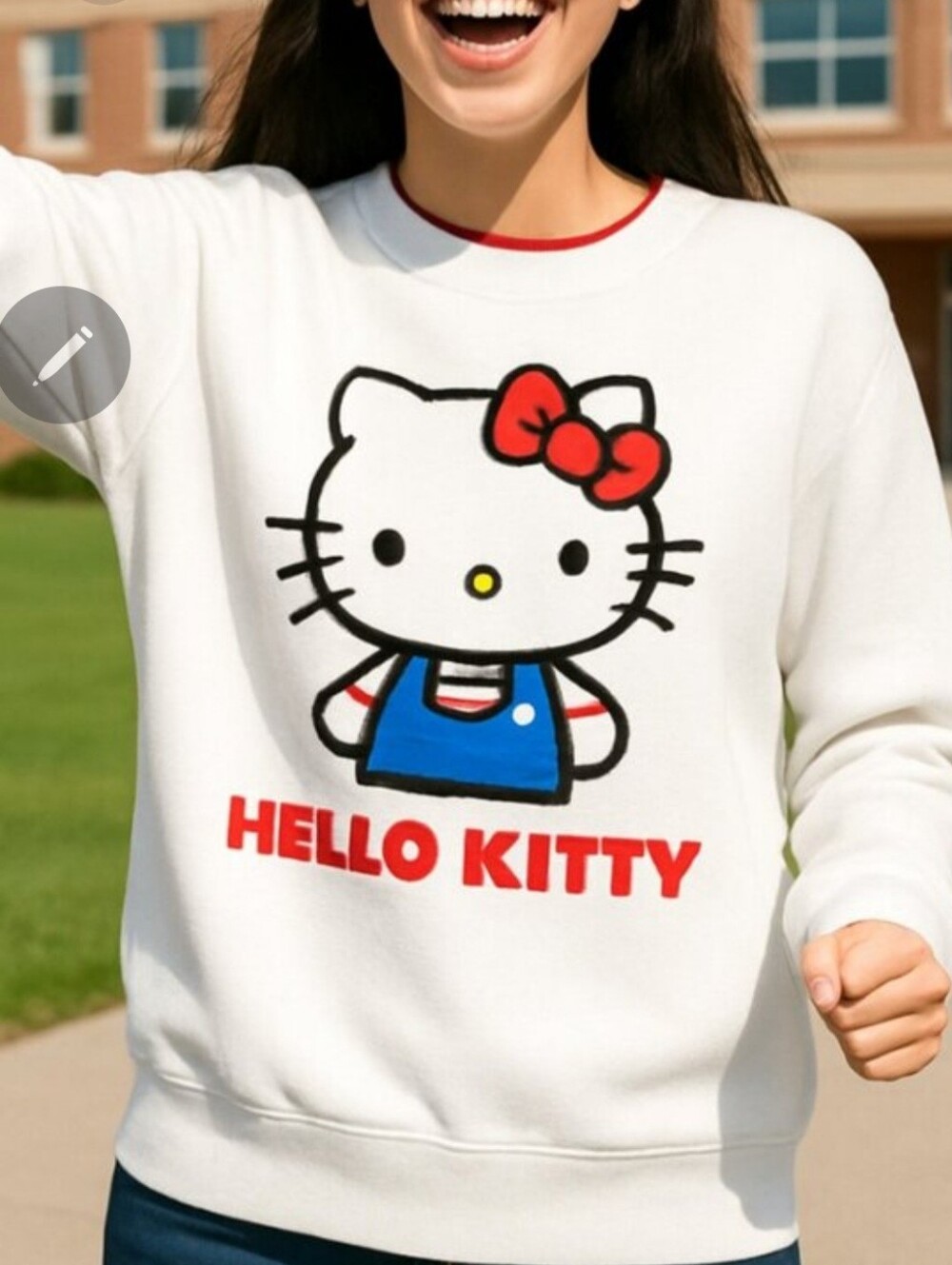 Hello Kitty White Sweatshirt with Red & Blue Graphic Sz XXL